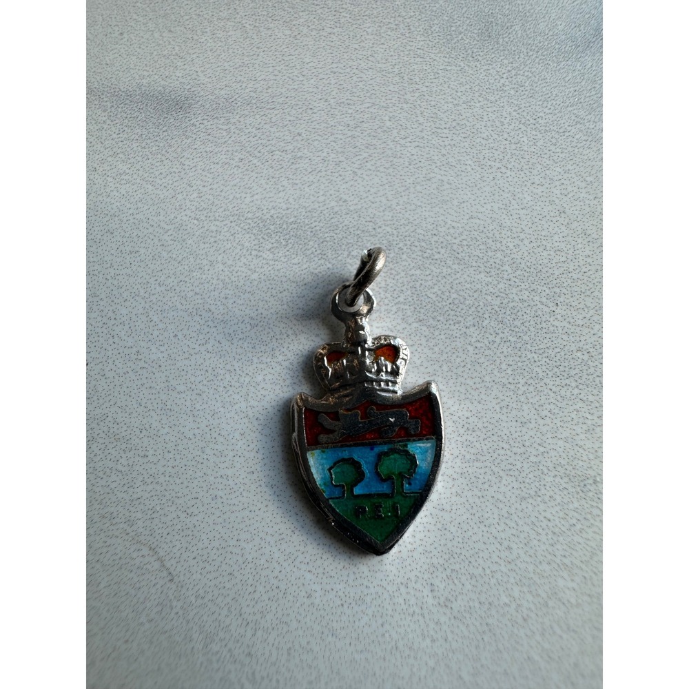 Vintage BMCo Sterling Silver Enamel Prince Edward Island PEI Shield Charm